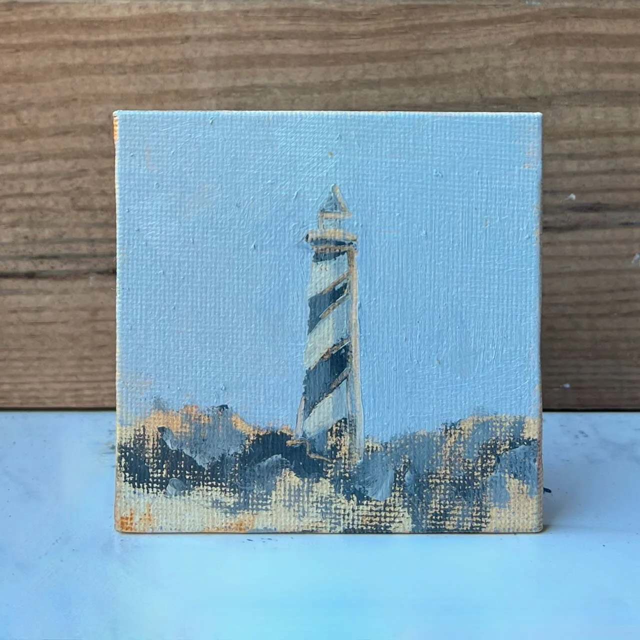 Tiny Skies 580, 3x3 ornament (2025) Cape Hatteras Lighthouse