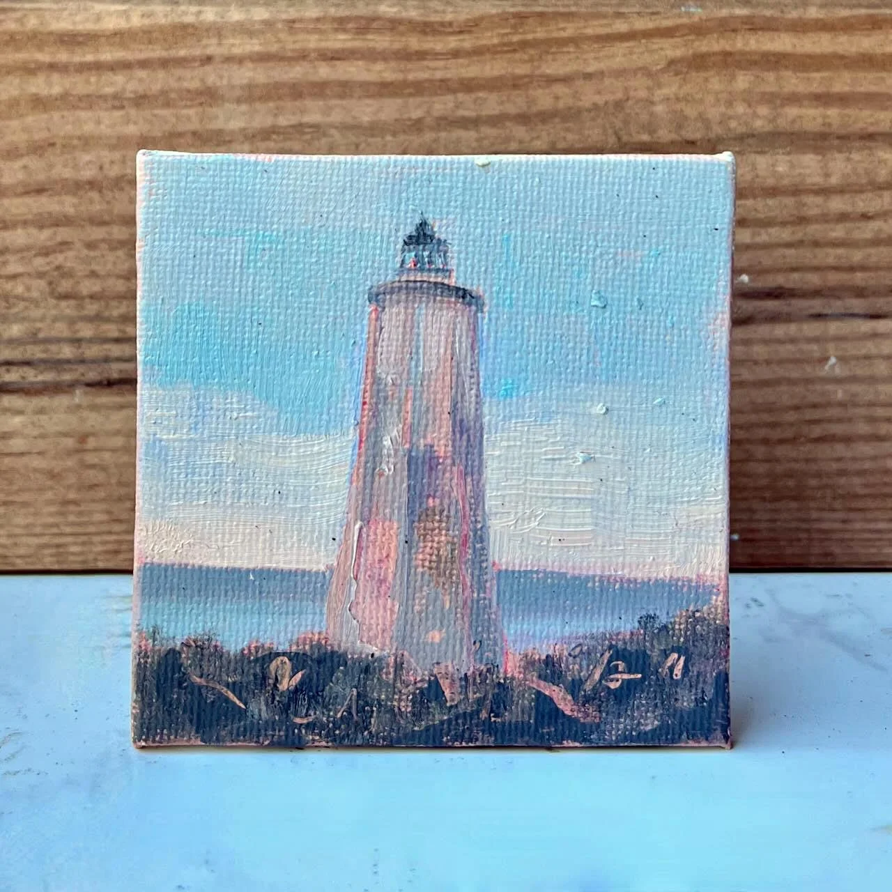 Tiny Skies 573, 3x3 ornament (2025) Old Baldy Lighthouse