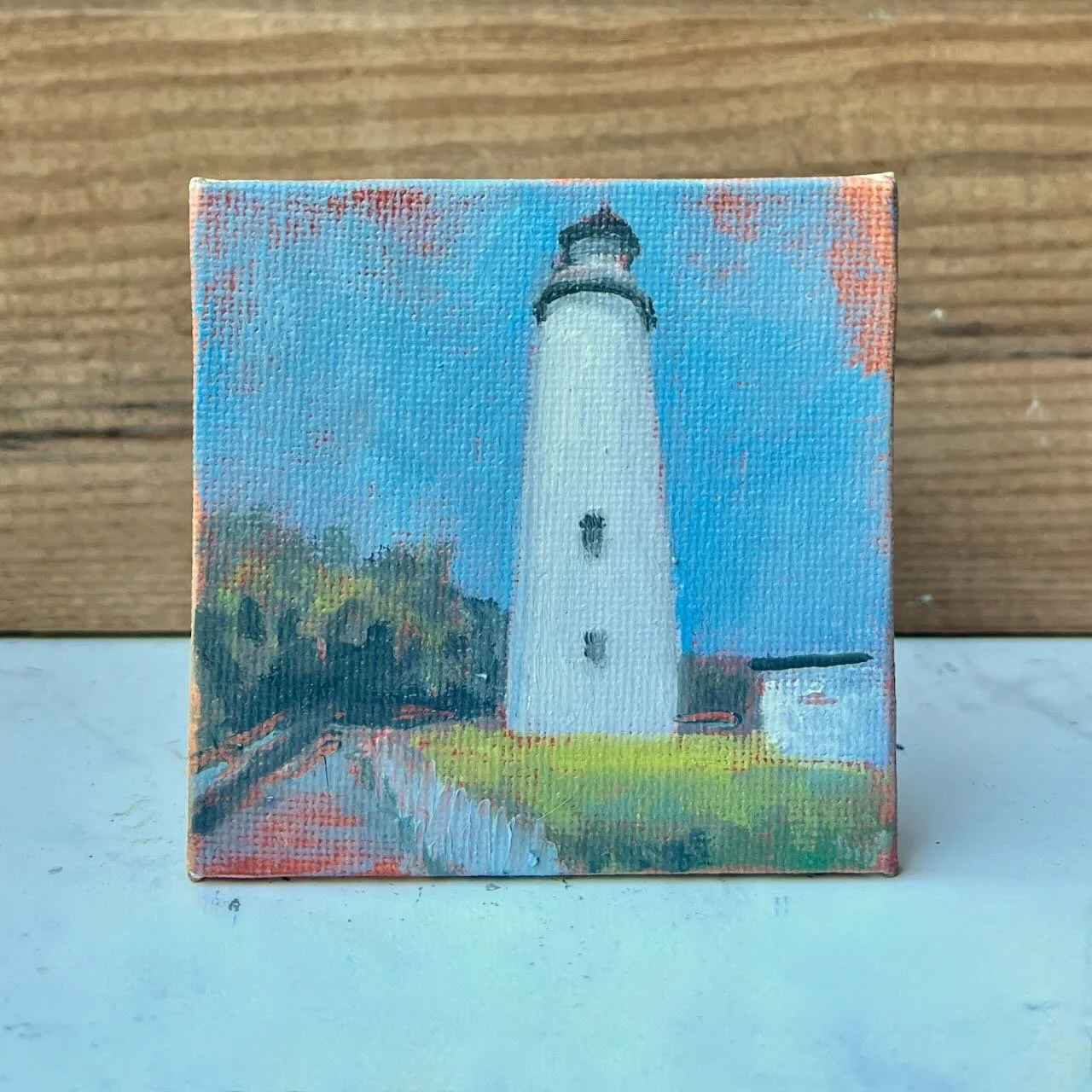 Tiny Skies 569, 3x3 ornament (2025) Ocracoke Island Lighthouse
