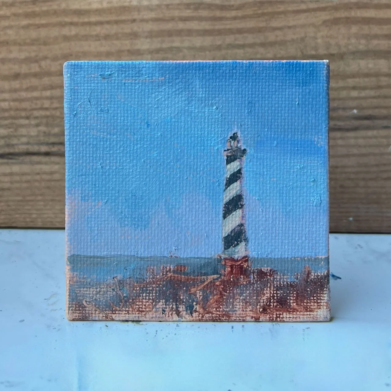 Tiny Skies 584, 3x3 ornament (2025) Cape Hatteras Lighthouse