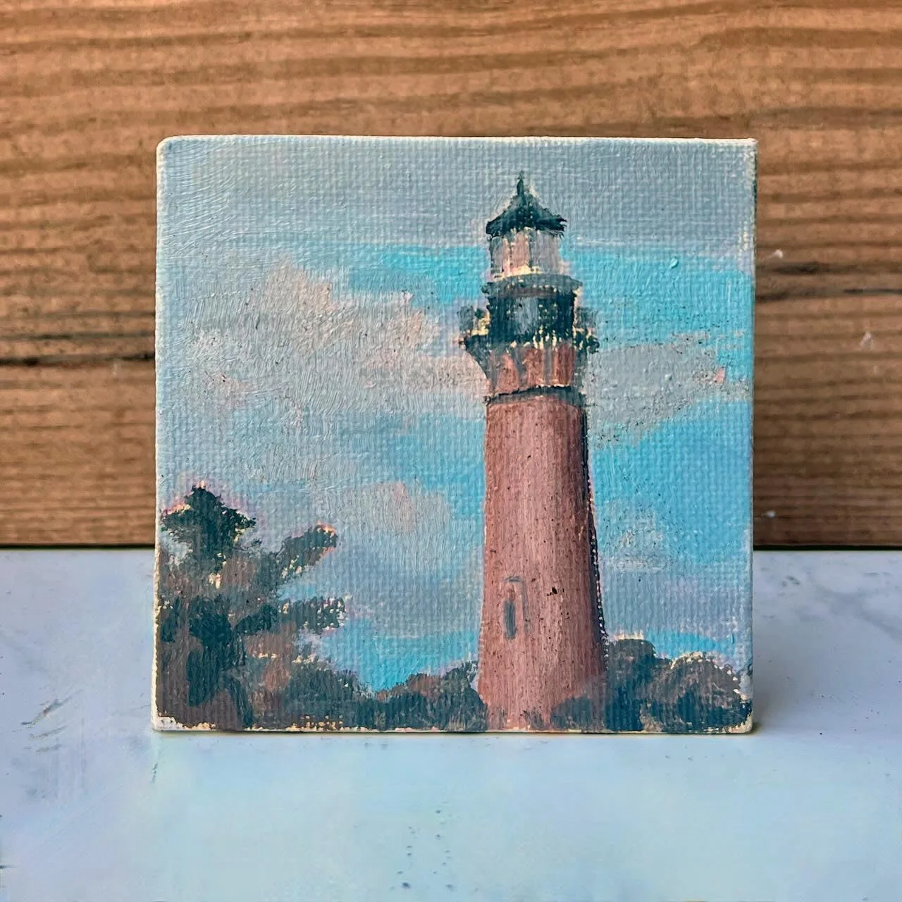 Tiny Skies 572, 3x3 ornament (2025) Currituck Lighthouse