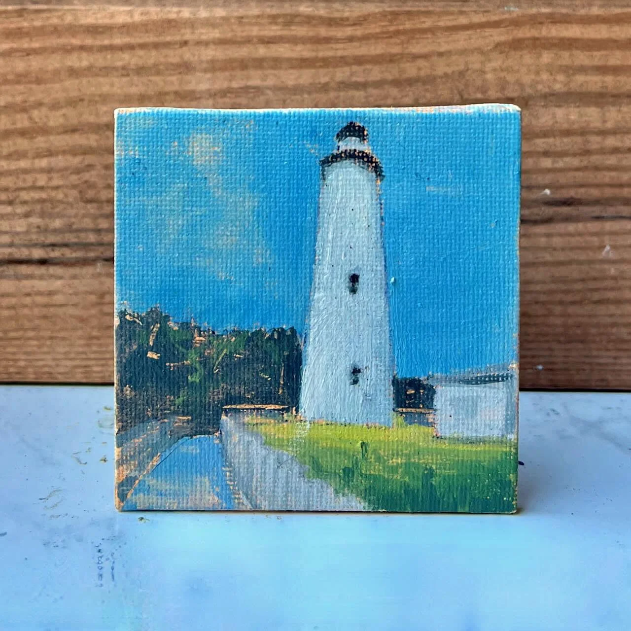 Tiny Skies 570, 3x3 ornament (2025) Ocracoke Island Lighthouse