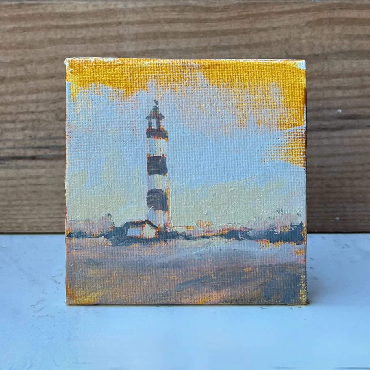 Tiny Skies 595, 3x3 ornament (2025) Bodie Island Lighthouse