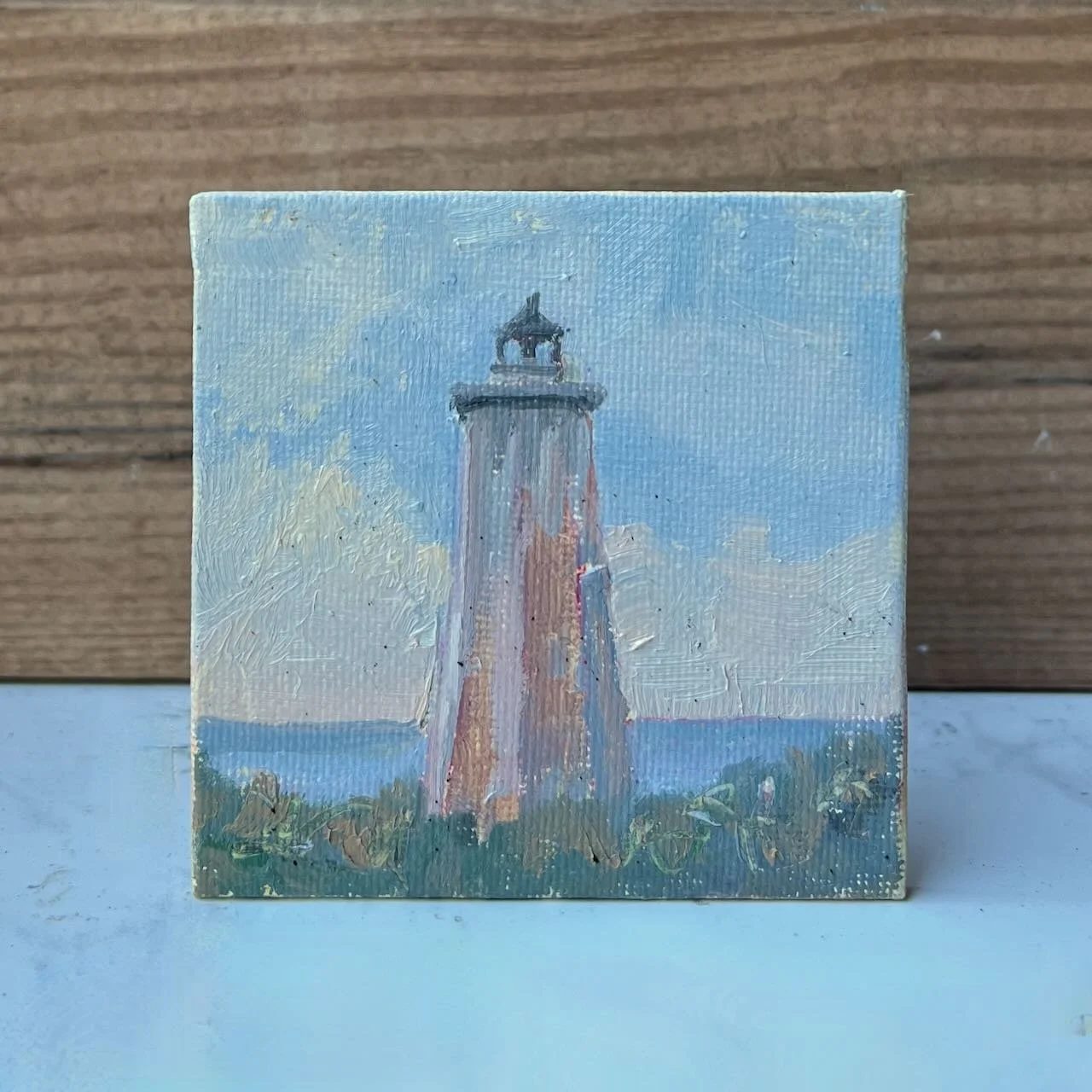Tiny Skies 574, 3x3 ornament (2025) Old Baldy Lighthouse