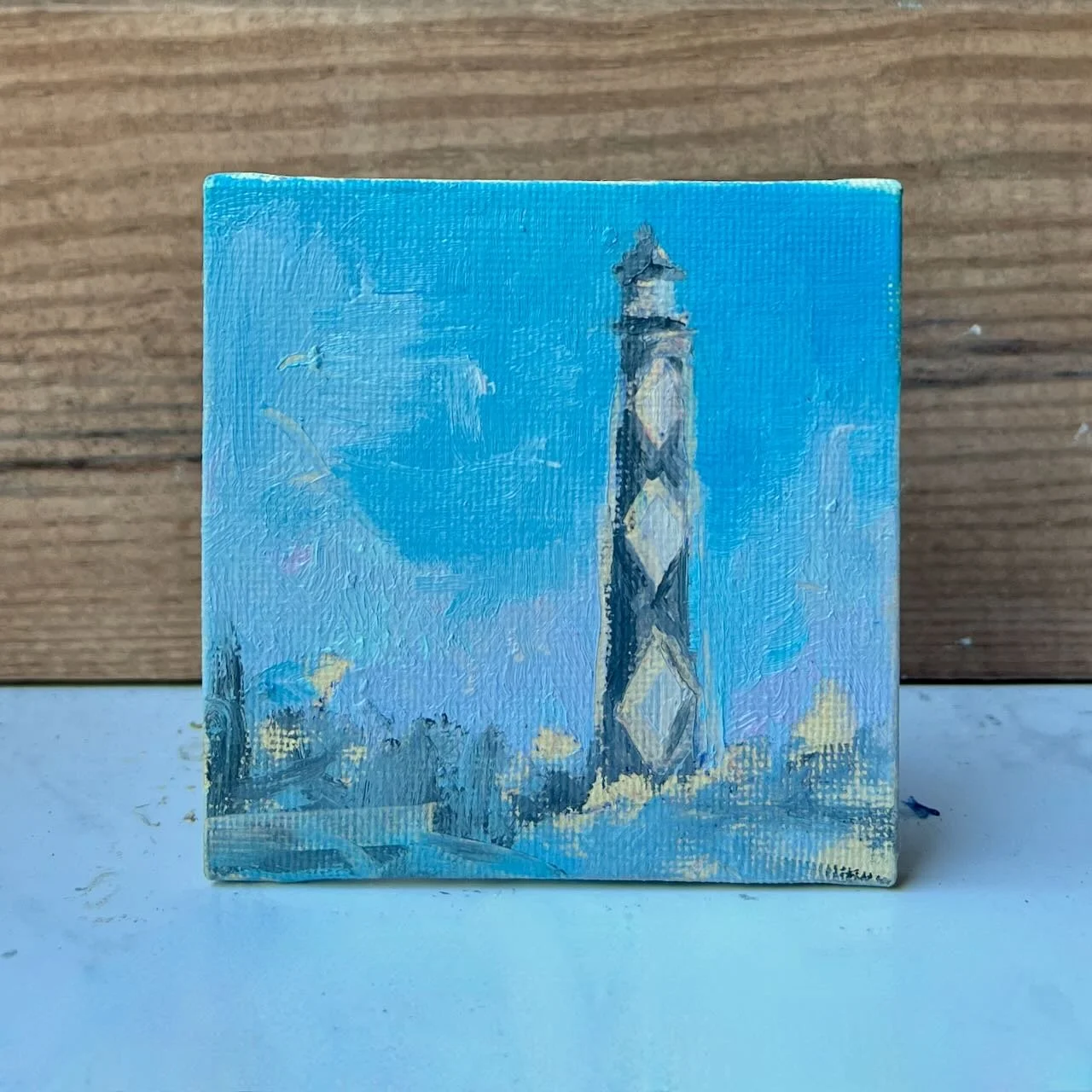 Tiny Skies 578, 3x3 ornament (2025) Cape Lookout Lighthouse (Copy)
