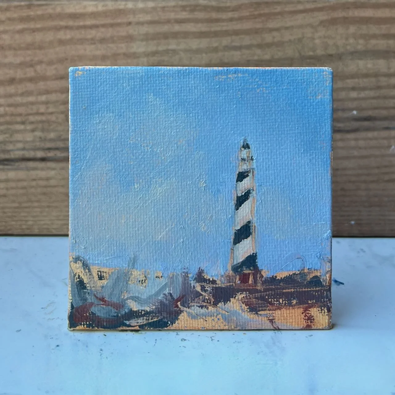 Tiny Skies 583, 3x3 ornament (2025) Cape Hatteras Lighthouse