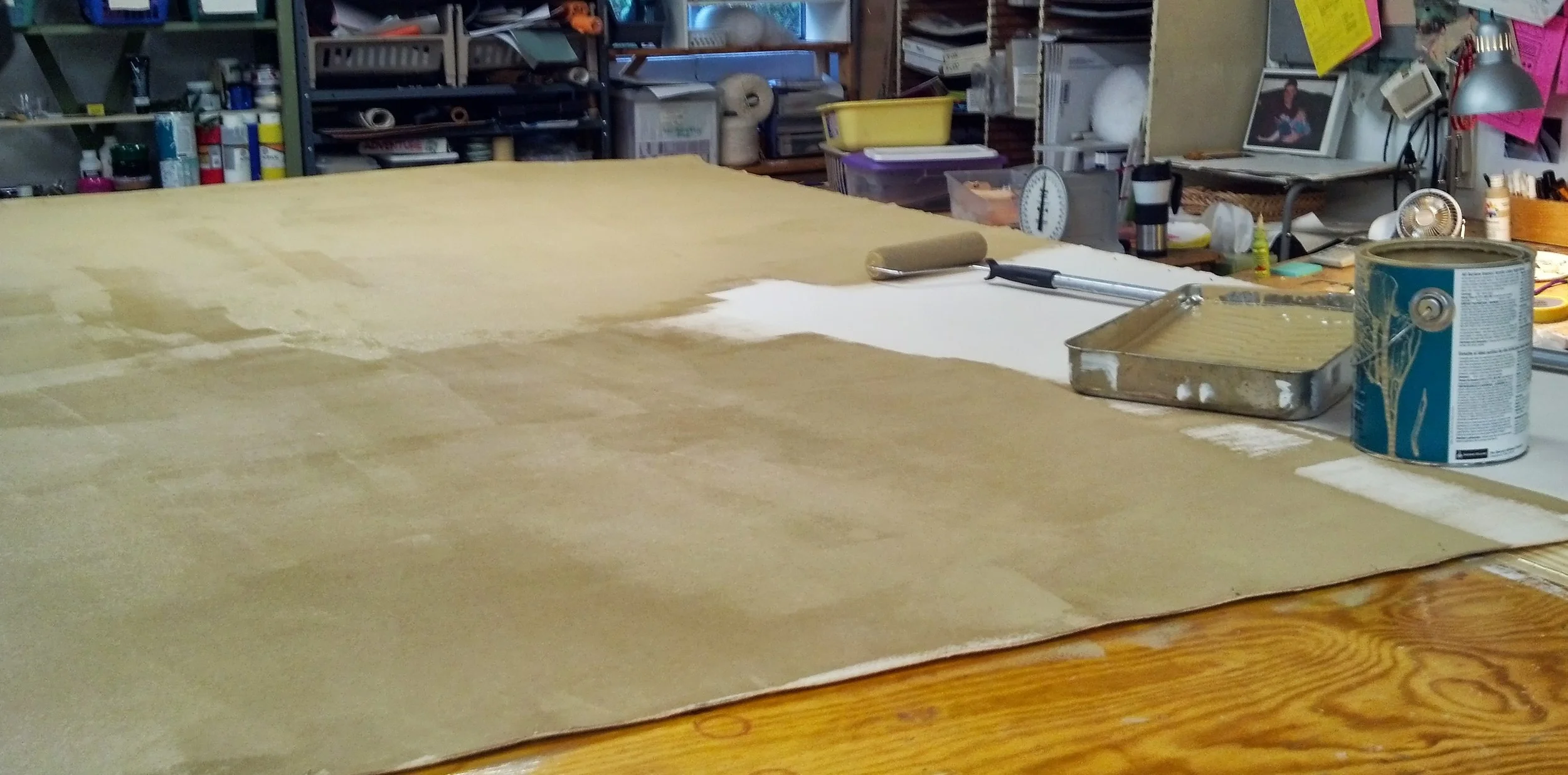 Many base coats are applied before the design layers are begun.