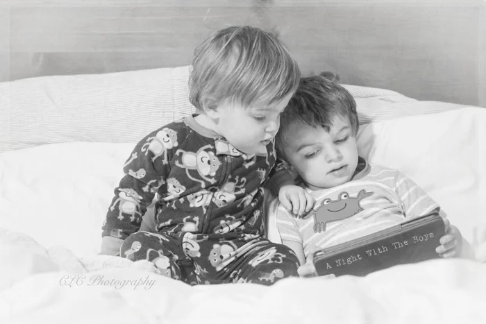 Share a good book with someone you love. the boys