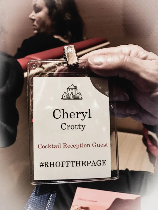 So the day was wonderful. When it was over, it wasn't really over for those of us with this special name tag. Yes, Cocktail Reception Guest. That's me...