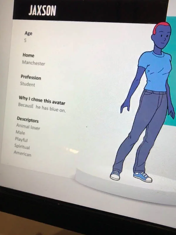 Both boys spent a lot of time with this game making Avatars. They picked the model, then named them, dressed them, picked hair color and descriptions of what their Avatar would be like. Liam made at least 5 and Jaxson, probably three. They really loved this and had to type all the info in themselves...well, maybe Jaxson needed a bit of help but not Liam.