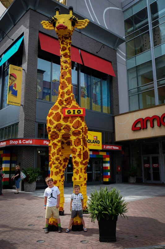 One other big adventure we went on last summer was to Lego Land. Look how tall you are now. Your legs are almost as long as that giraffes. Well, not really but you are catching up to Liam. You guys loved it here, Nana, not so much. LOL . 