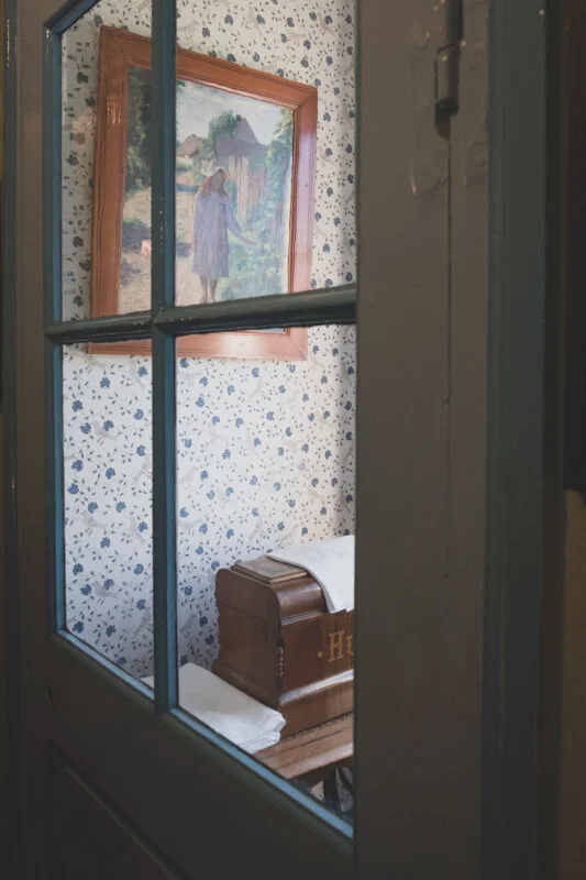 There were three bedrooms in the house and a dressing room between them. The light in most of the rooms was lovely in the morning. My favorite is the pink bedroom.