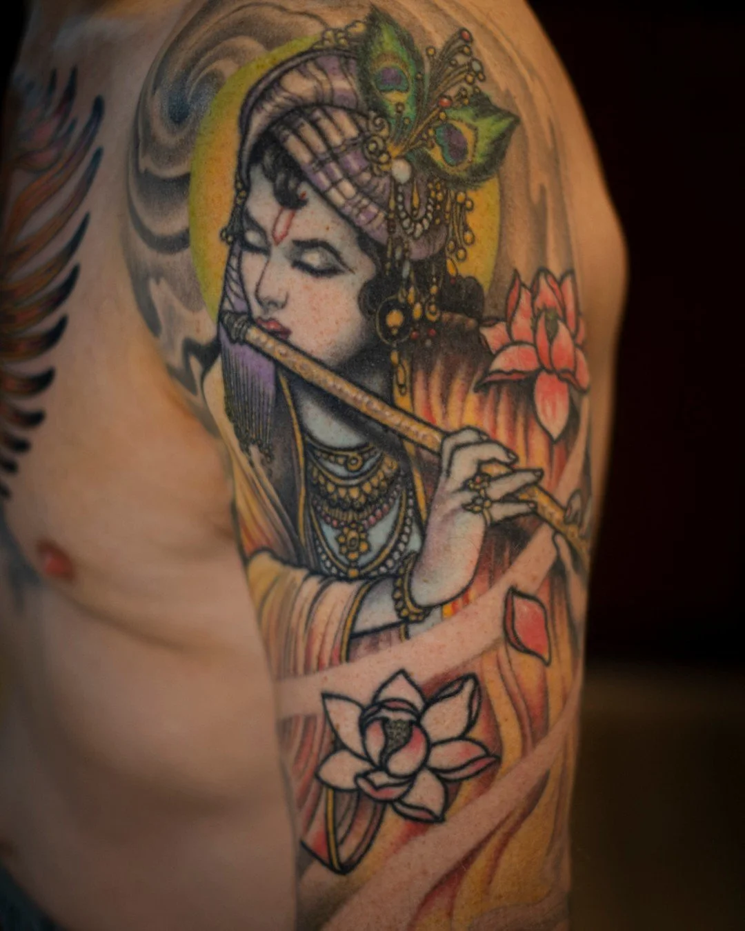 I did this tattoo on @abhimanyu_jyotirvidya around 25 years ago. Holding up well! Thanks Abhi!