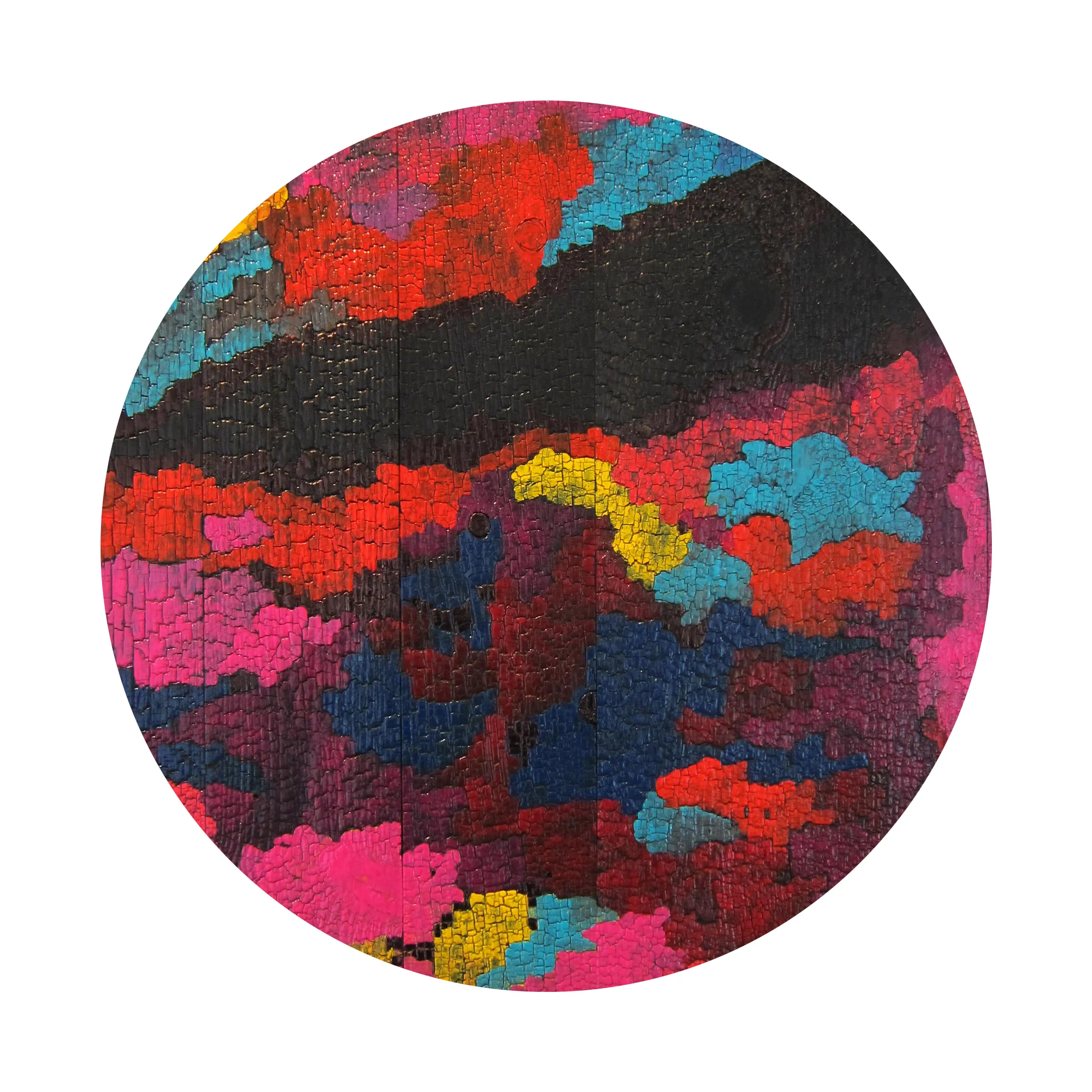   Dust Cloud  (2013 | Private Collection)  18" dia | Shou Sugi Ban,&nbsp;Enamel 