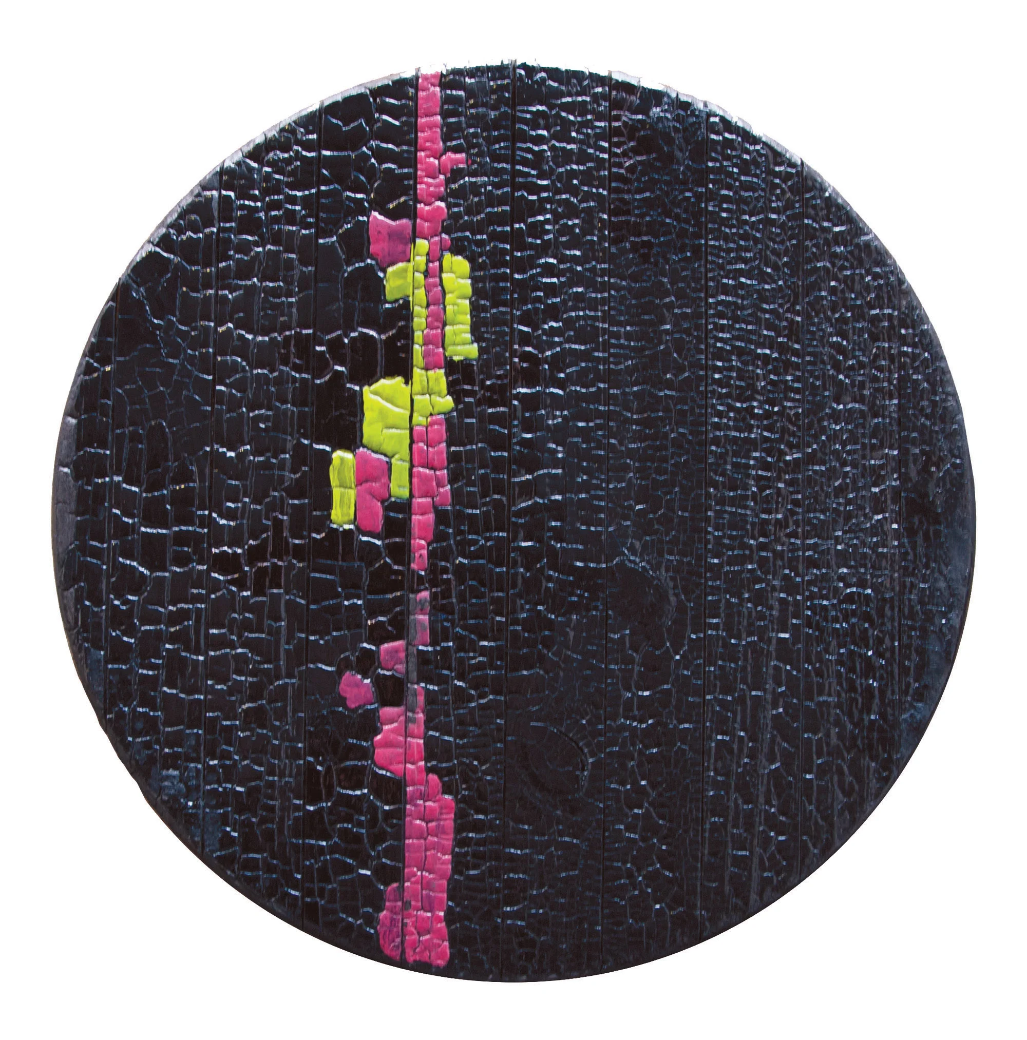  supernovae remnants no.3  (2013 | Private Collection)  18" dia | Shou Sugi Ban,&nbsp;Enamel 