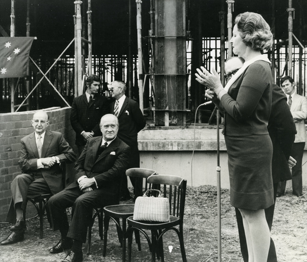   Dorothy Shaw at the laying of the Stanmore Centre foundation stone 1974  