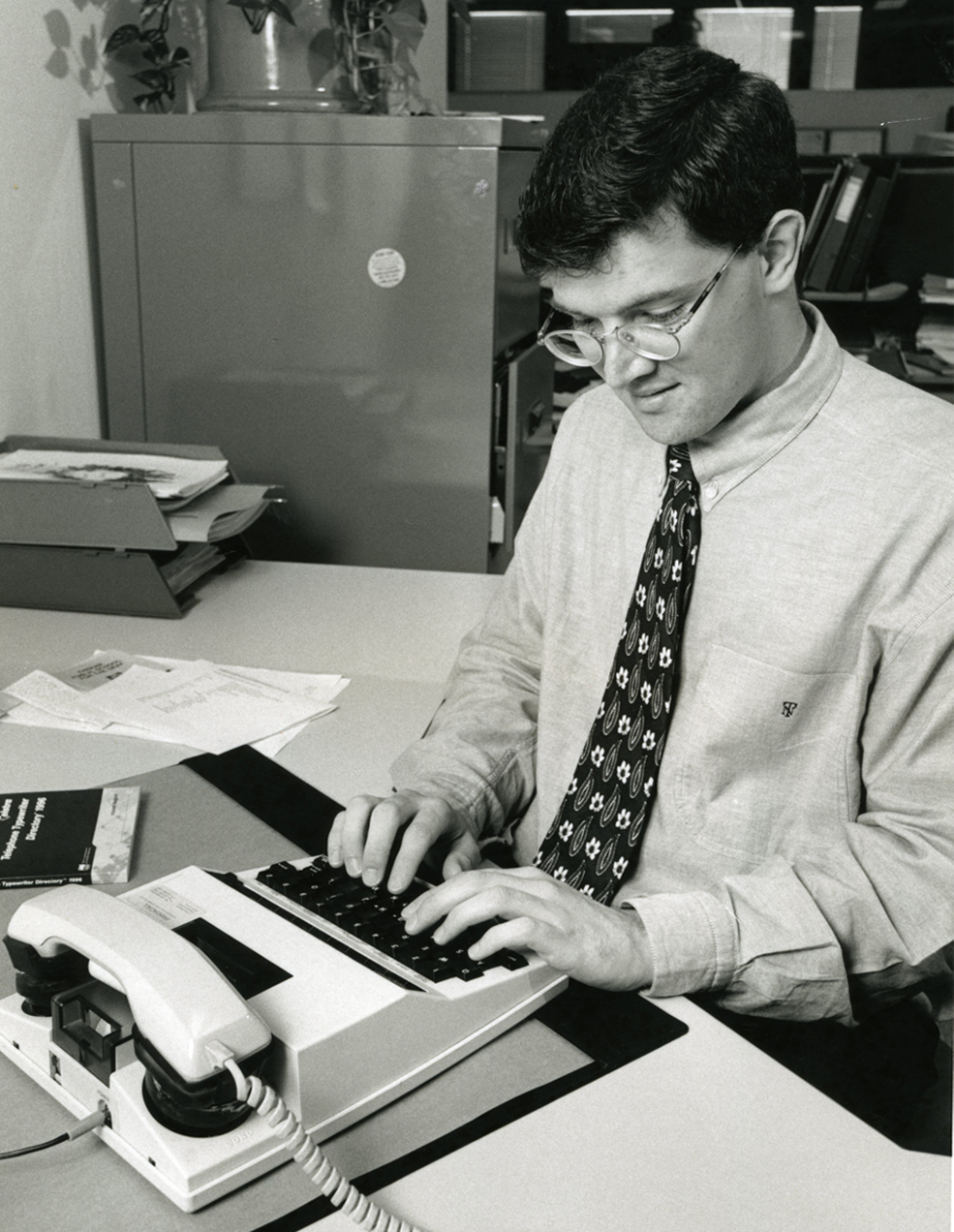   Stephen Nicholson using a TTY, 1990s  