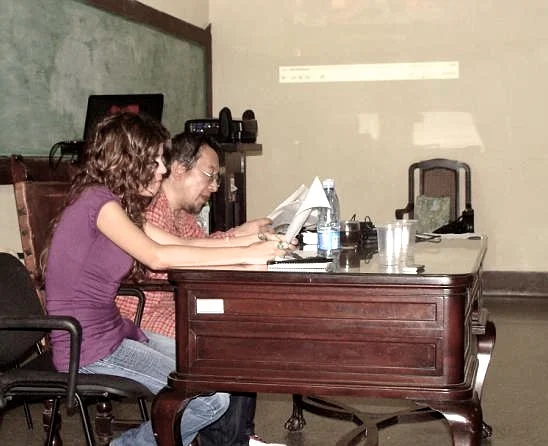 "El profesor Inuhiko Yomota dicta la primera de sus conferencias en la Facultad de Artes y Letras de la Universidad de La Habana, el 3 de febrero de 2014".