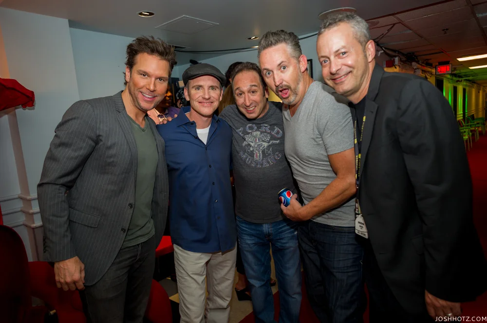 Dane Cook, Greg Fitzimmons, Jeremy Hotz, Harland Williams, and Bruce Hills (JFL COO) Backstage at the Montreal JFL Gala, 2013
