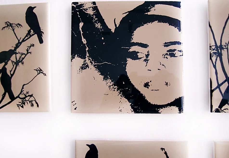 Alongside her Utterances, Ceramic Tile Detail View, 2012