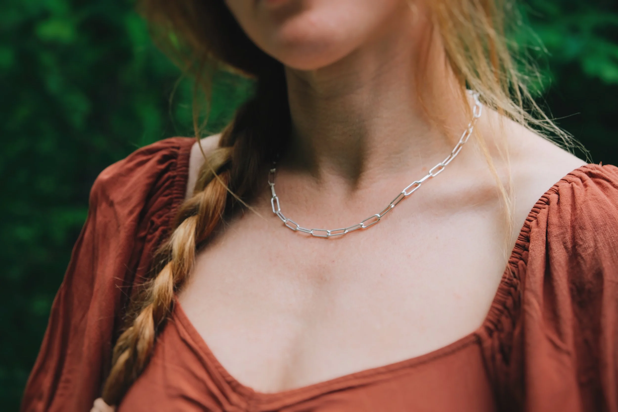 Layering Necklace Paperclip Chain Sterling Silver