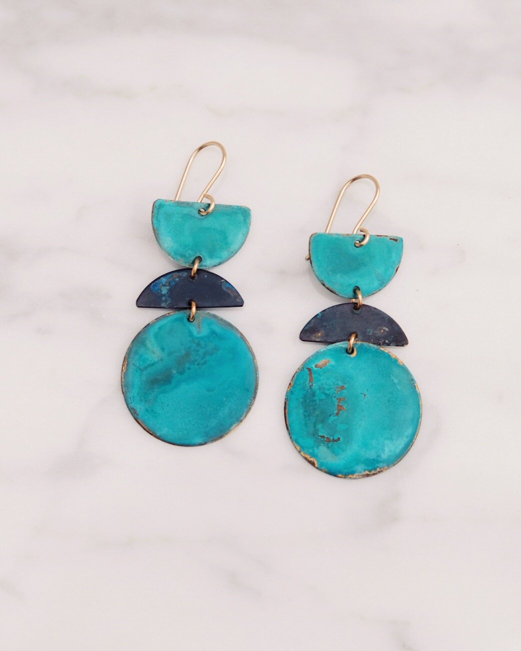 Duo Patina Shapes Earrings 1