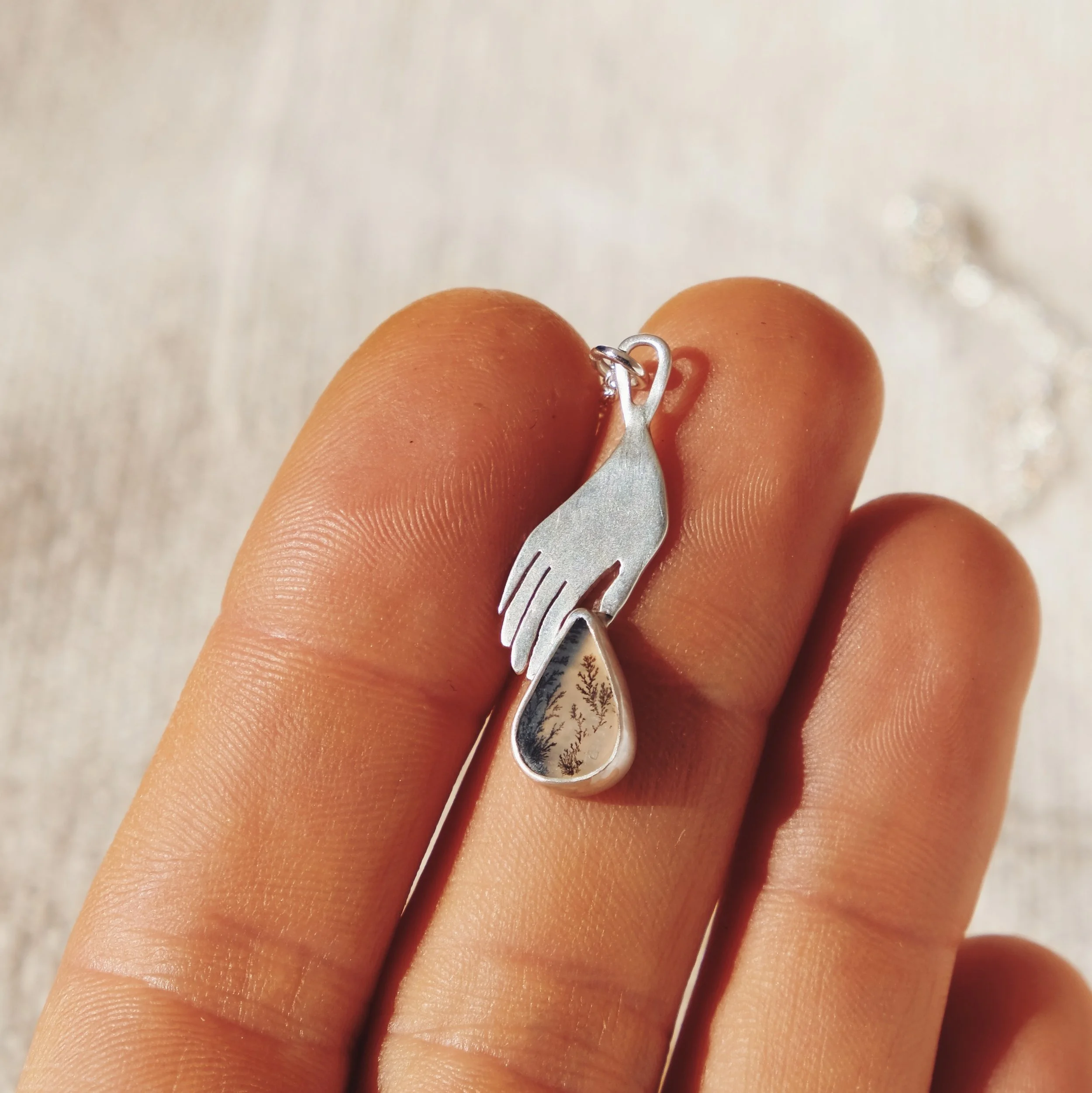 Hand Necklace I, Dendritic Agate