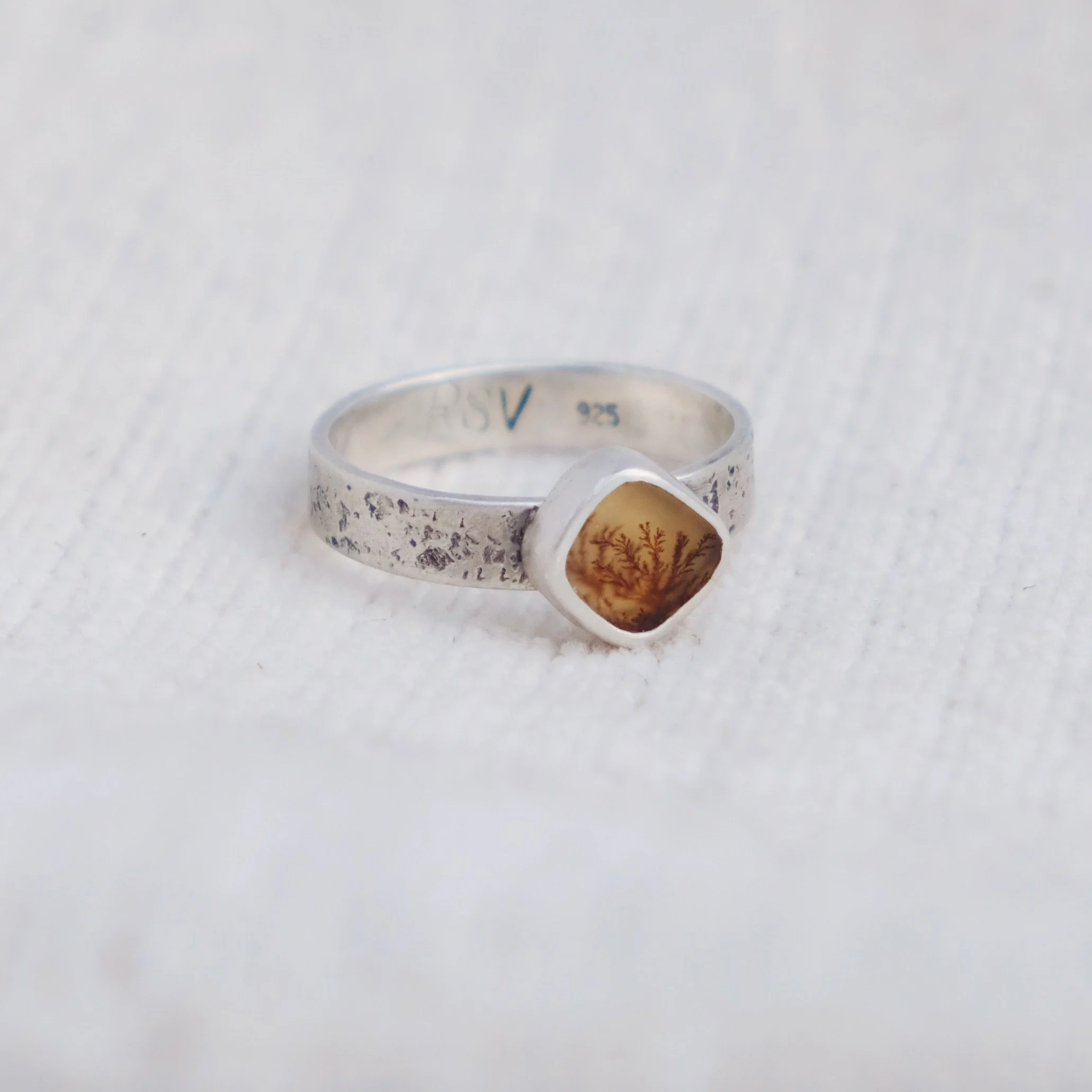 Dendritic Agate Desert Ring, Size 7.25