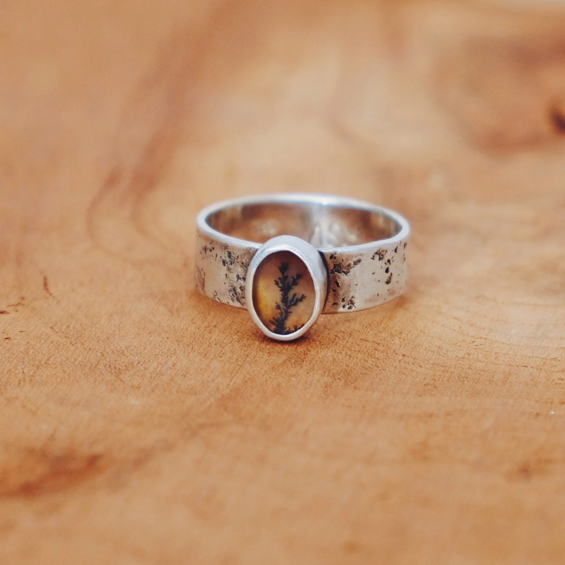 Dendritic Agate Desert Ring, Size 6.5