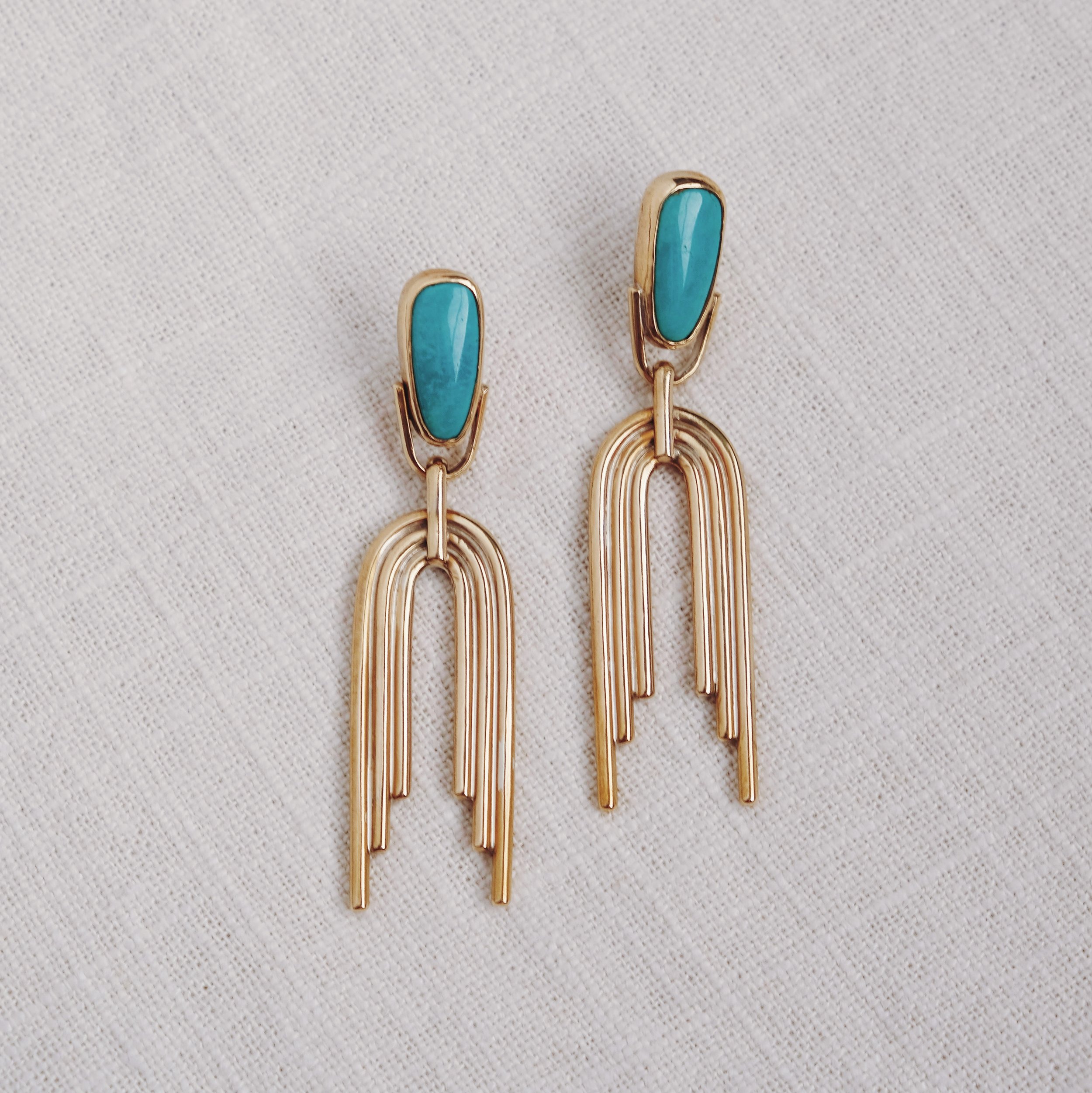 Portal Earrings, Gold + Carico Lake Turquoise