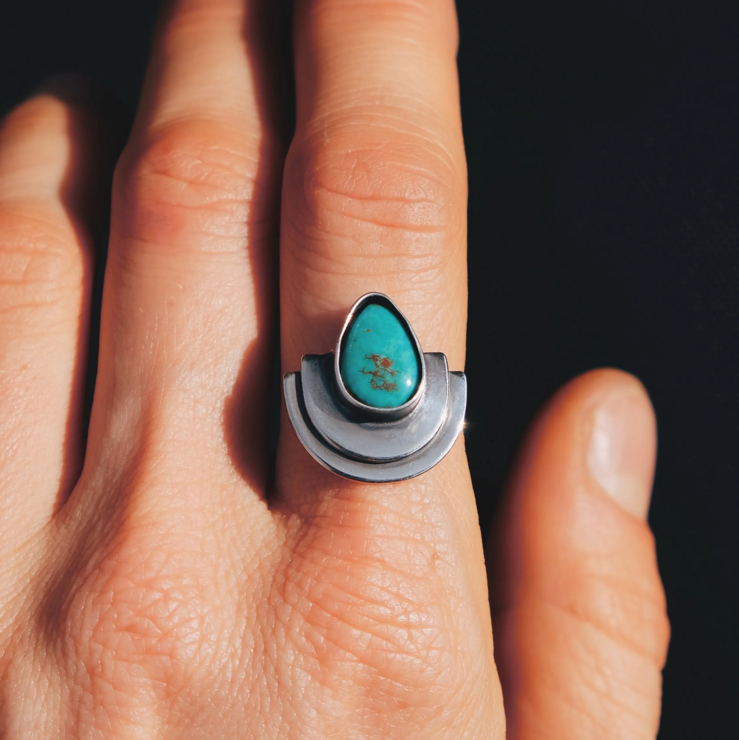 Double Mesa Ring, Silver + Royston