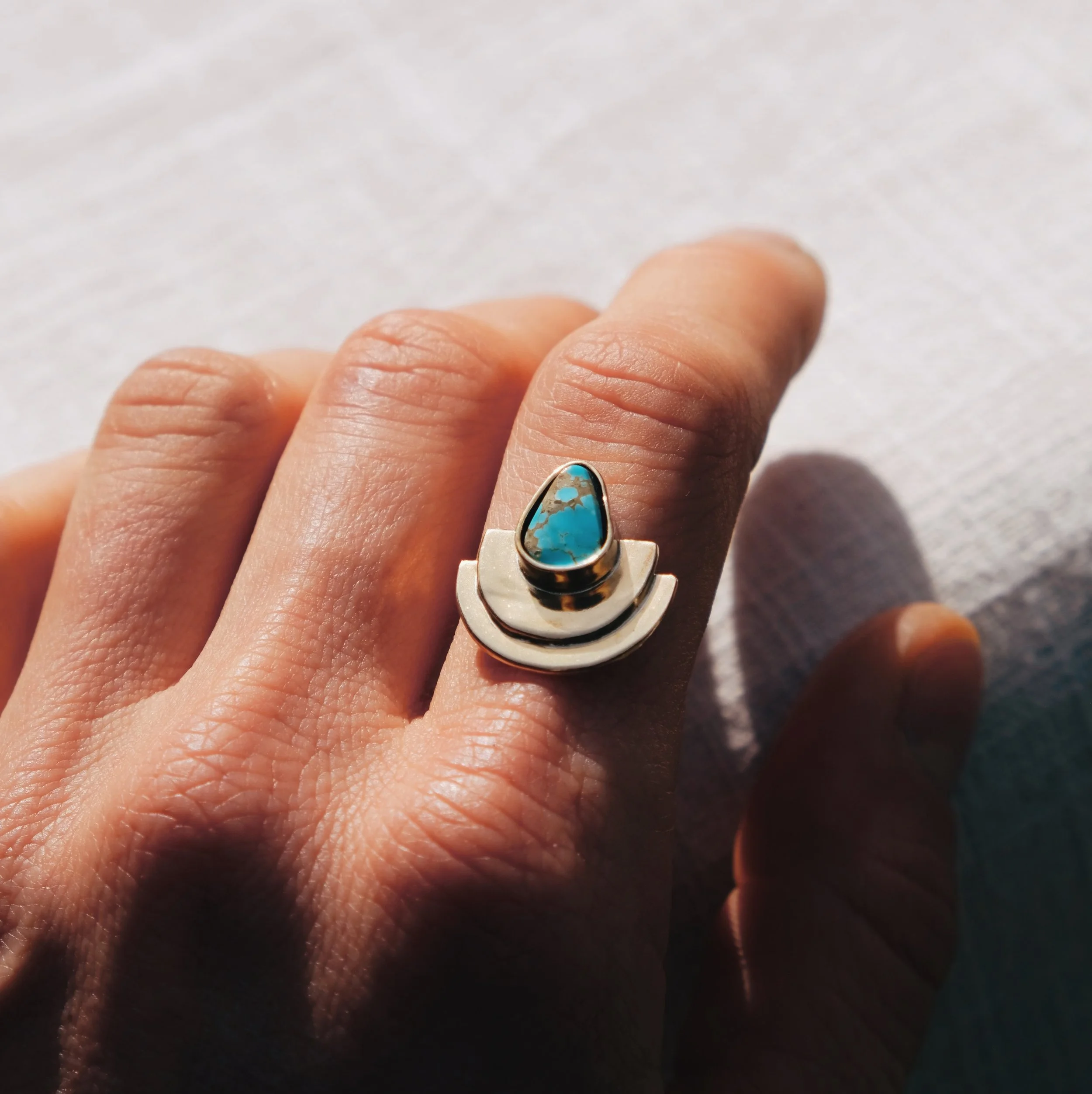 Double Mesa Ring, Gold + South Hill