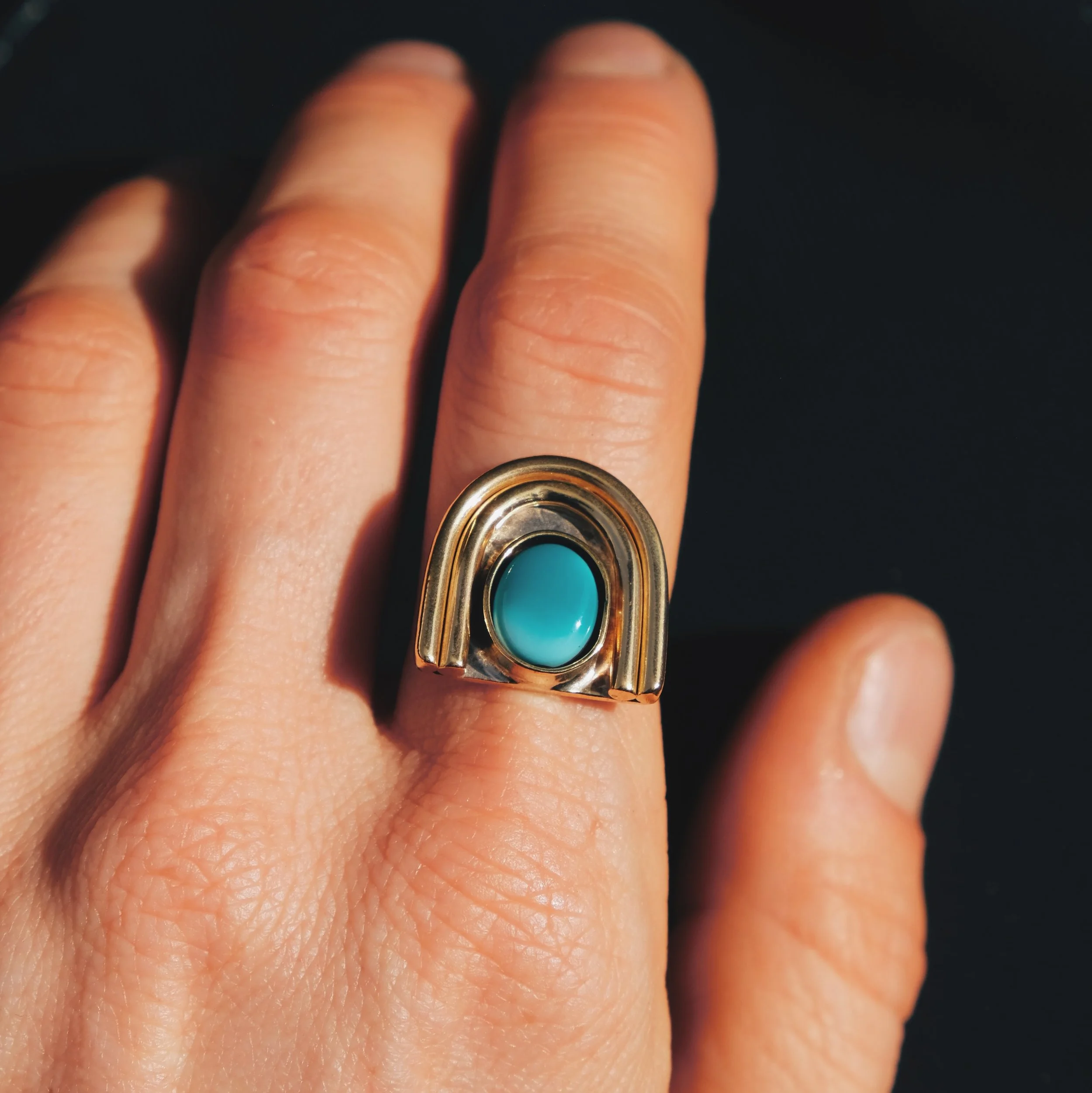 Small Portal Ring, Gold + Carico Lake