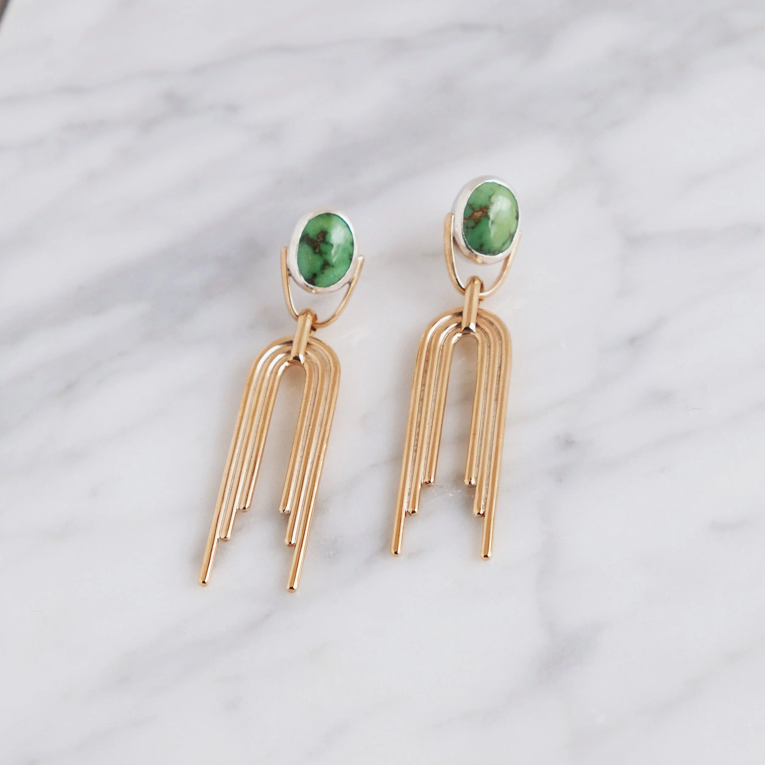 Portal Earrings, Sonoran Gold + Gold