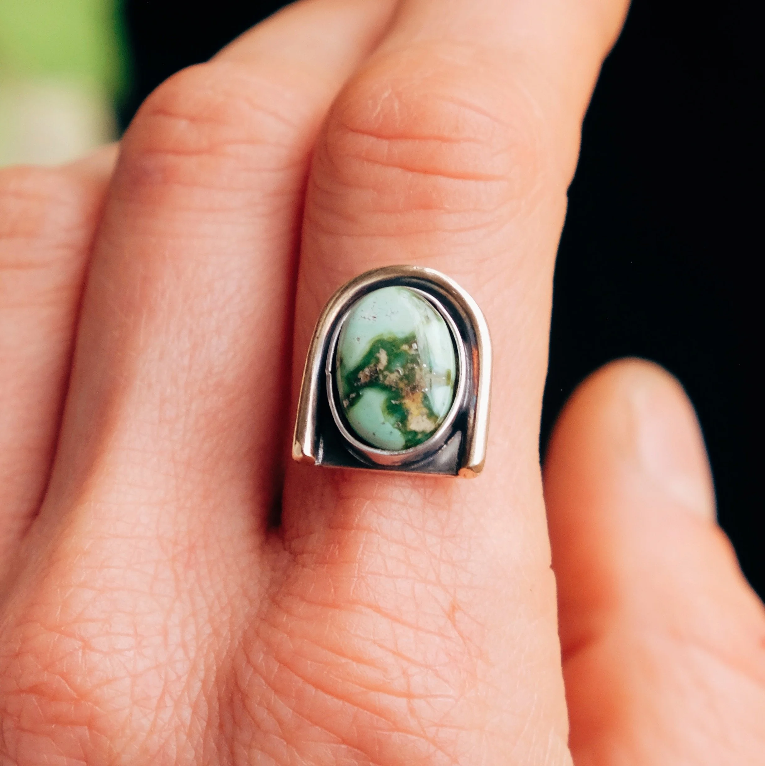 Small Portal Ring, Gold + Sonoran Gold