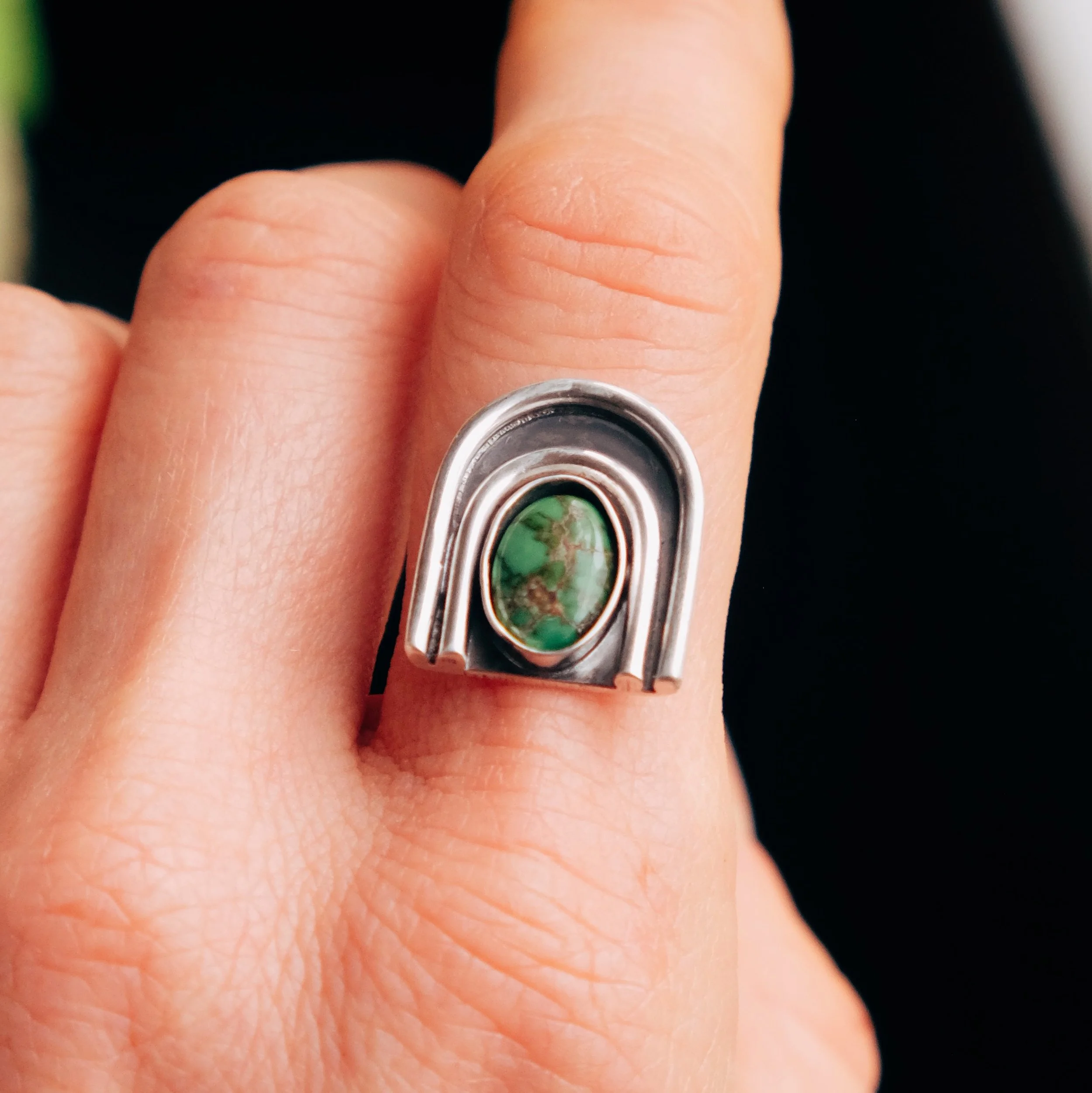 Small Portal Ring, Silver + Sonoran Gold Turquoise