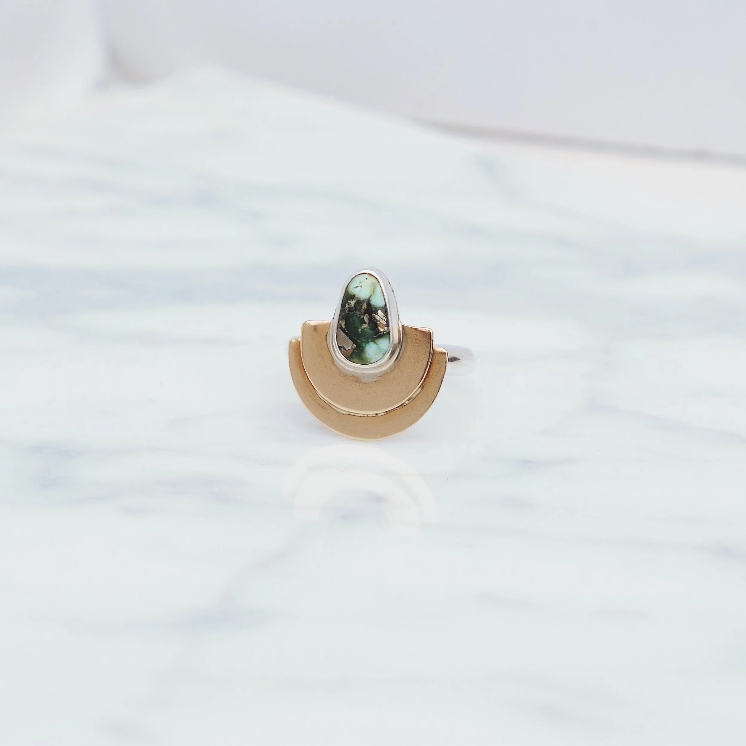 Double Mesa Ring, Gold + Sonoran Gold Size 8.75