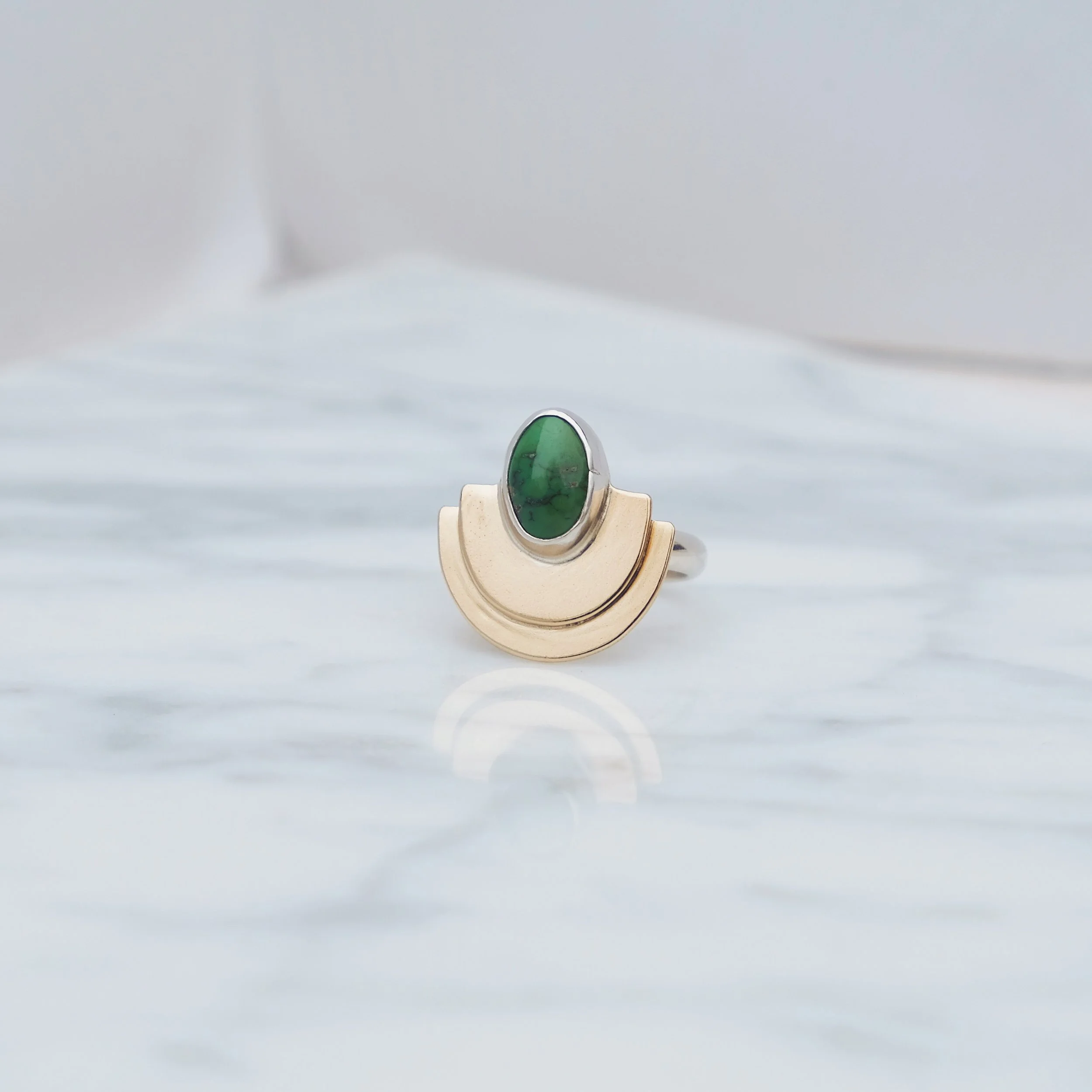 Double Mesa Ring, Gold + Sonoran Gold Size 6.5