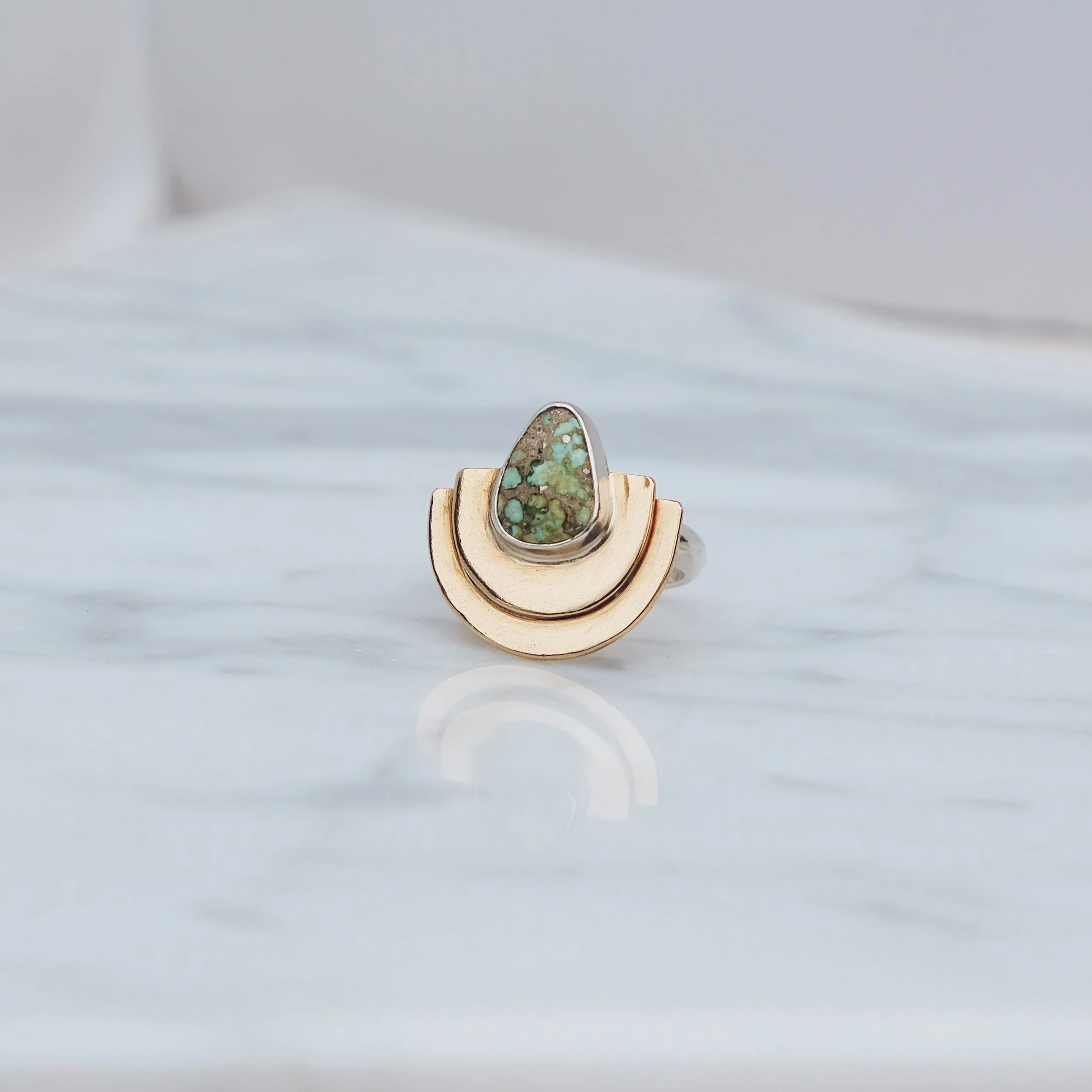 Double Mesa Ring, Gold + Sonoran Gold Size 4.75