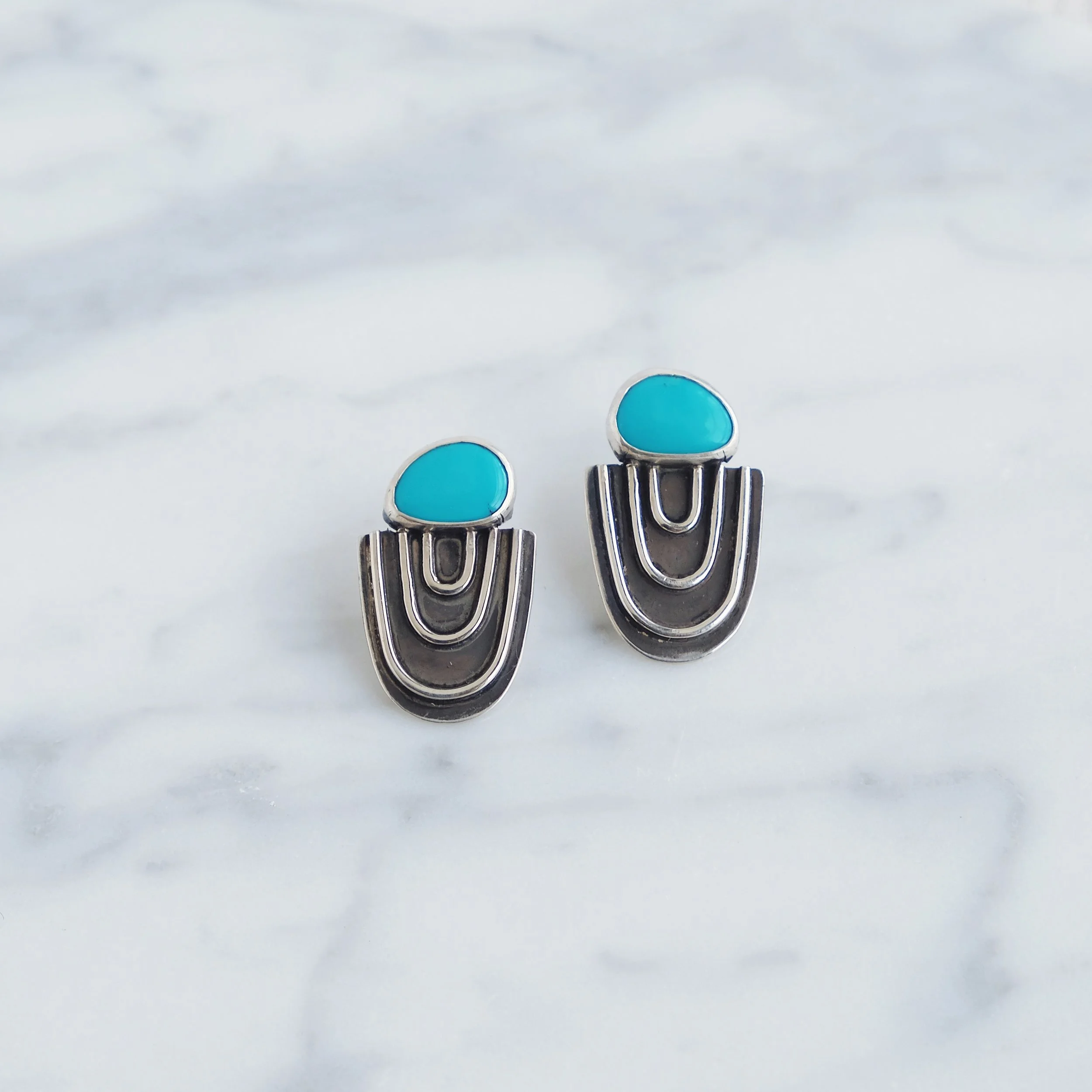 Radia Studs, Sonoran Turquoise + Silver