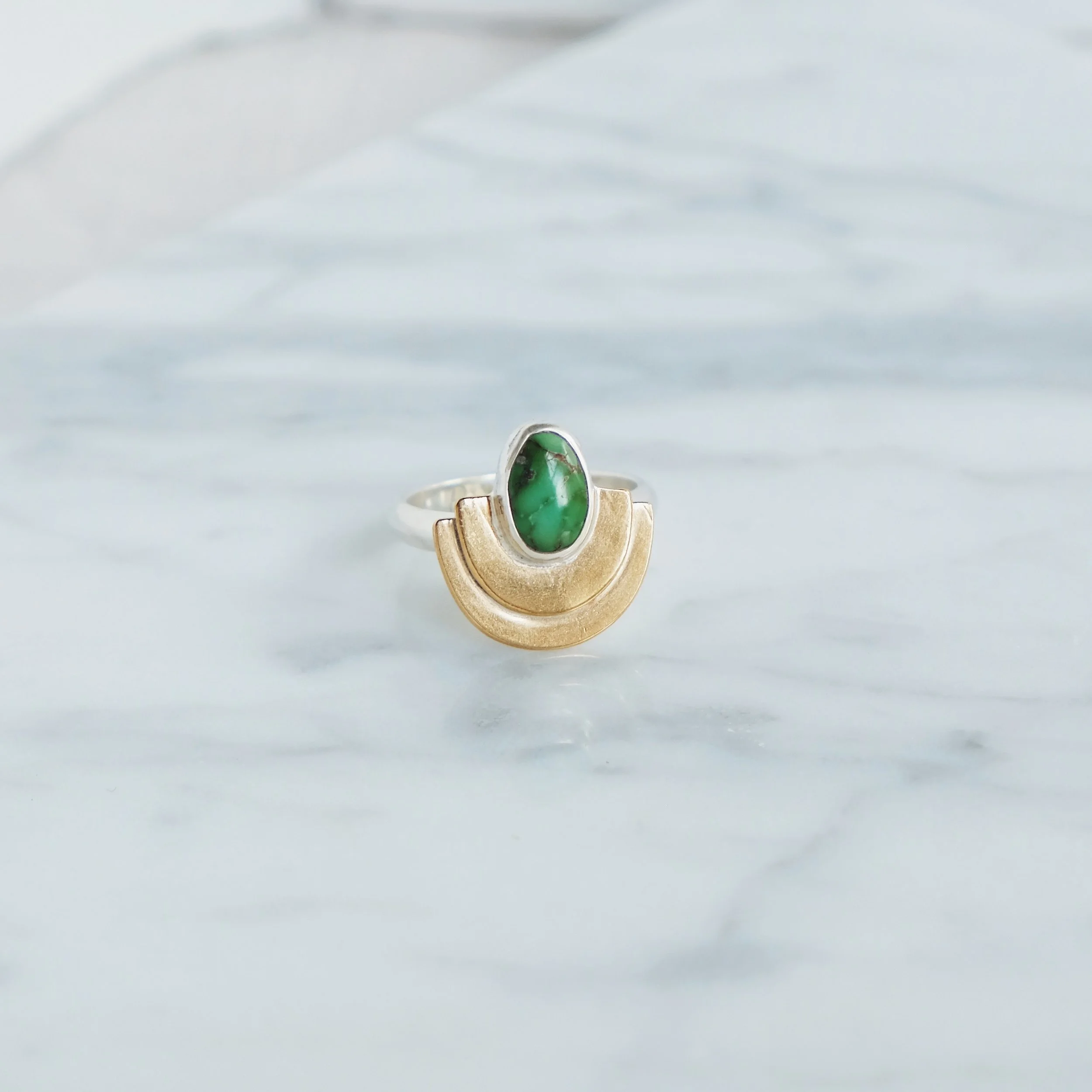 Double Mesa Ring, Gold + Sonoran Gold Size 7.5