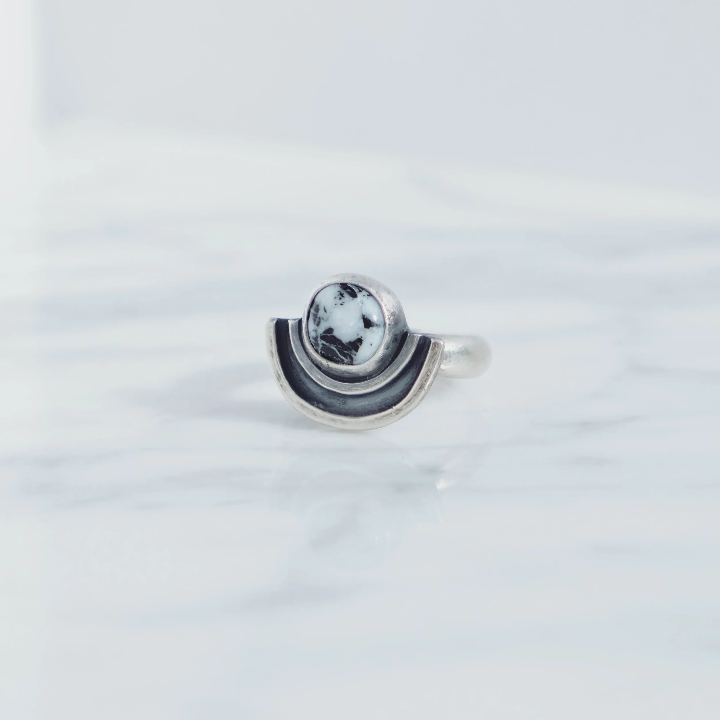 White Buffalo Mini Mesa Ring, size 6.5-6.75