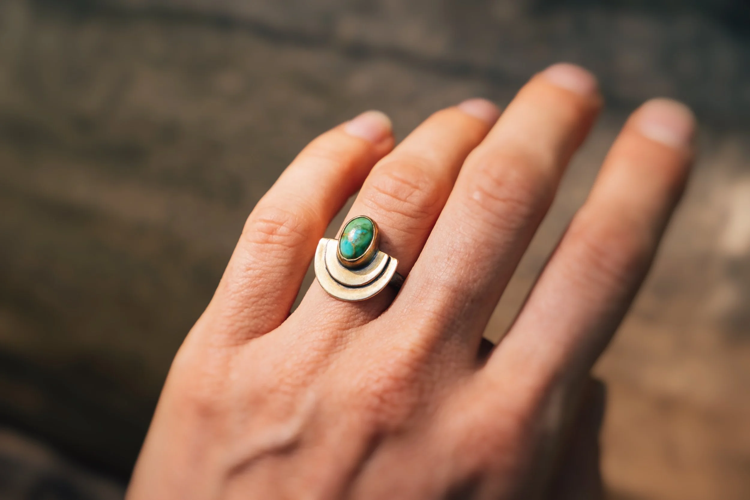 Double Mesa Ring, Gold + Sonoran Gold Size 6.5