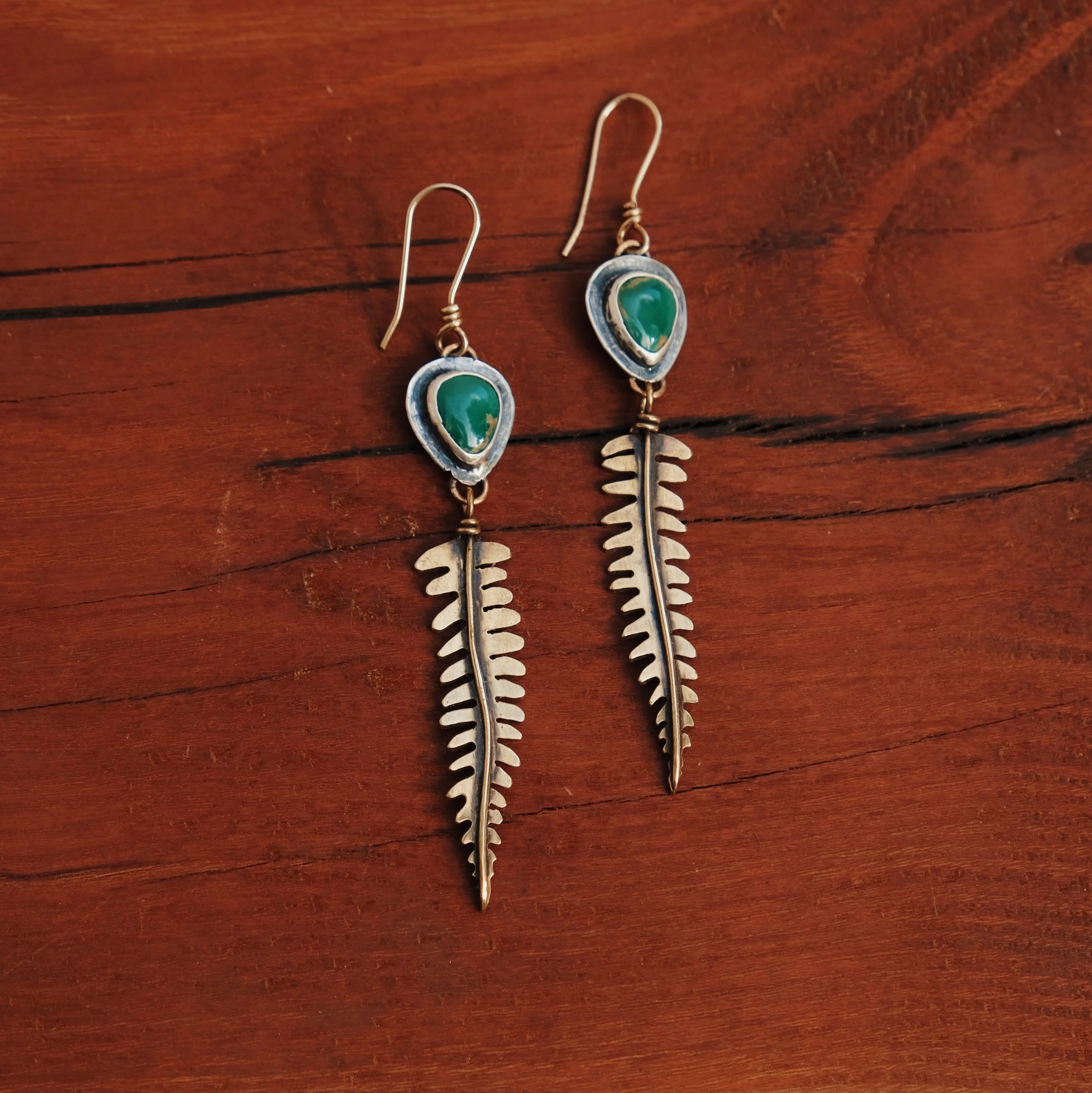 Gold Fern Earrings + Sonoran Turquoise