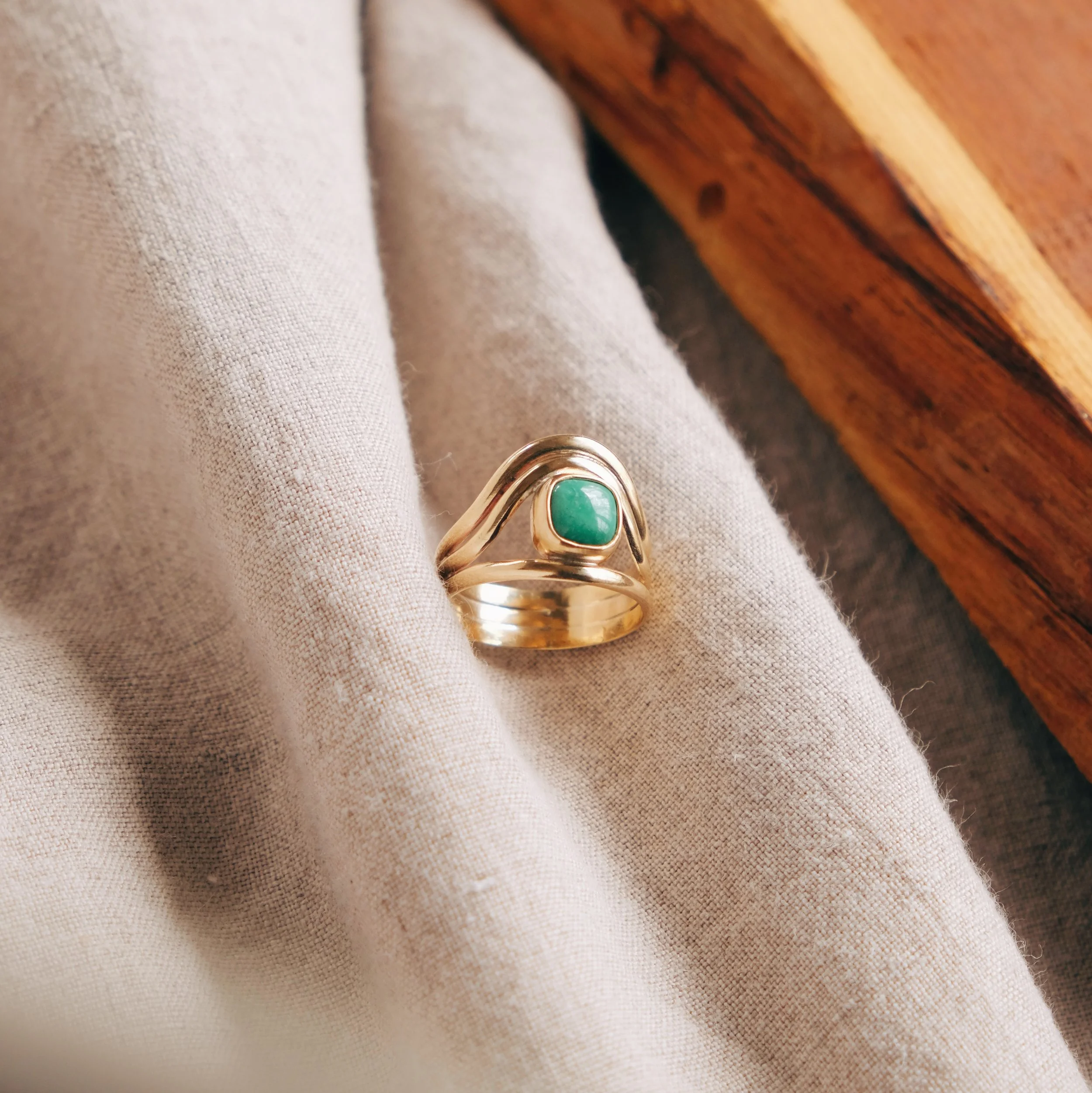 Echo Ring + Gold Emerald Valley Turquoise