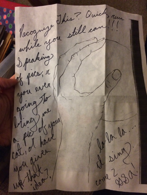 One of the many notes I found and enjoyed catching up with the sender over. <3