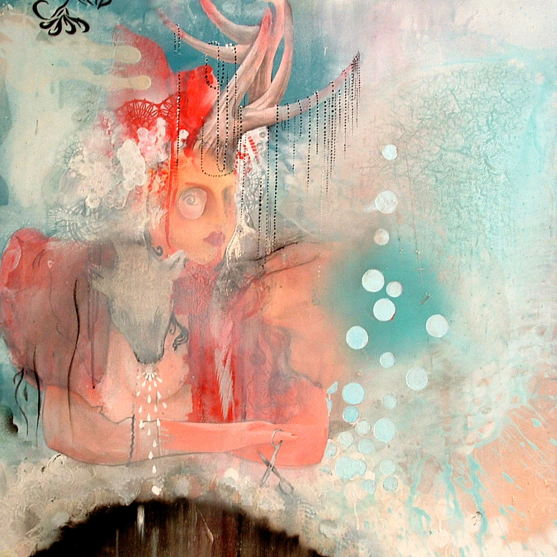 Testing the tears, mixed media on canvas, 90x90 cm (Copy)
