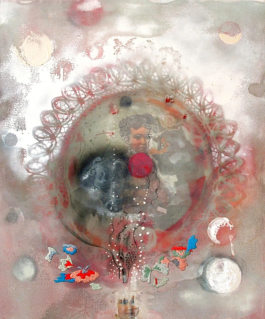 Mirror, mixed media and embroidery on canvas, 54x46cm, sold (Copy)