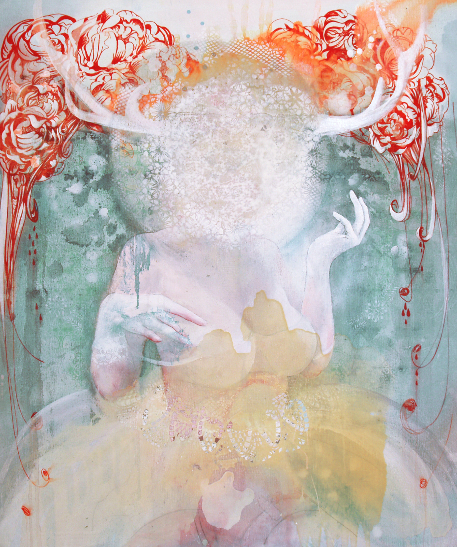 'Sweet decline' oilpaint,spray and varnish 120x110 cm  (Copy)