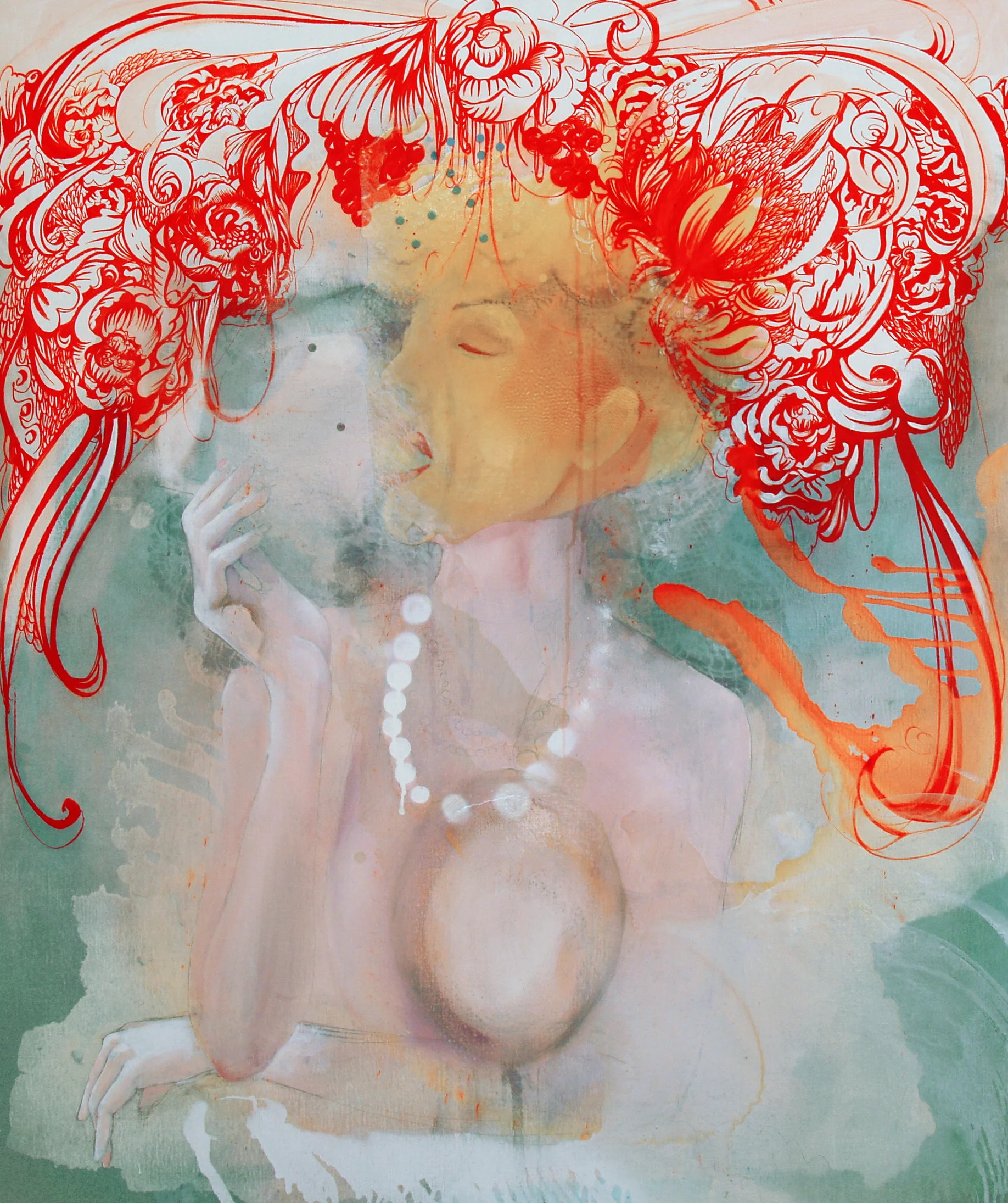 'Sweet decline 2' oilpaint,spray and varnish 120x110 cm (Copy)